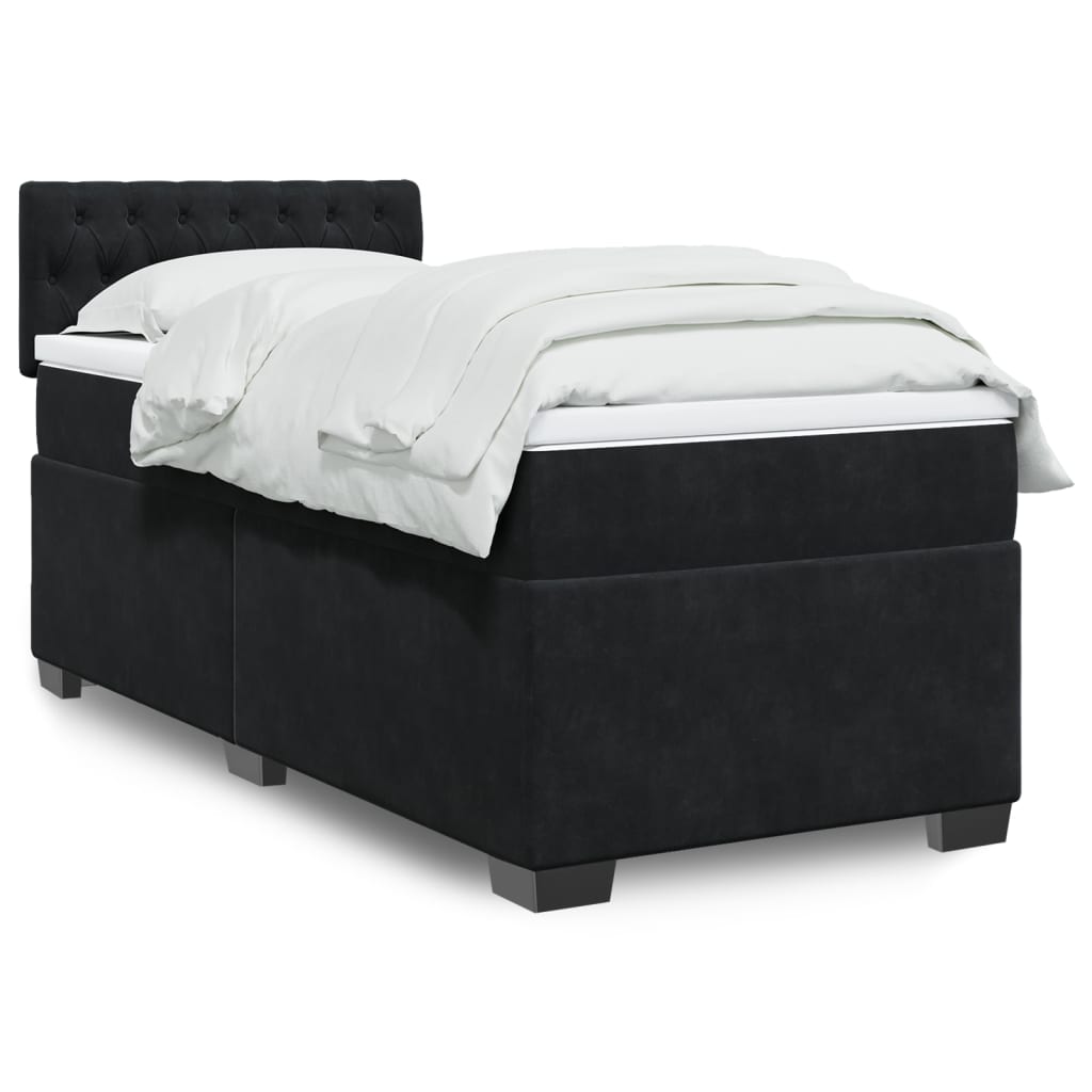 Box Spring Bed With Mattress Dark Velvet
