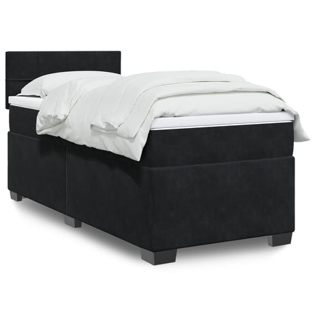 Box Spring Bed With Mattress Dark Velvet