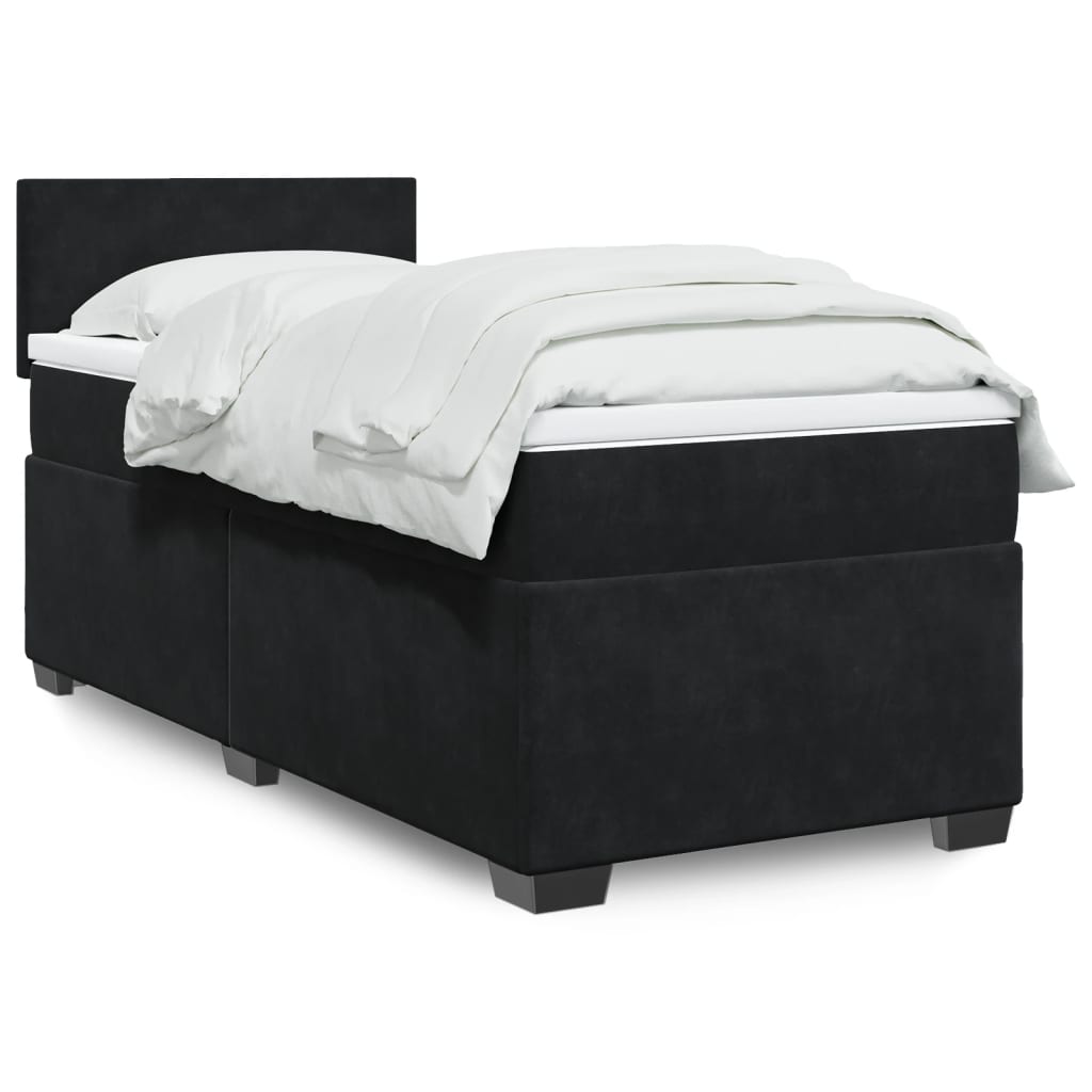 Box Spring Bed With Mattress Dark Velvet