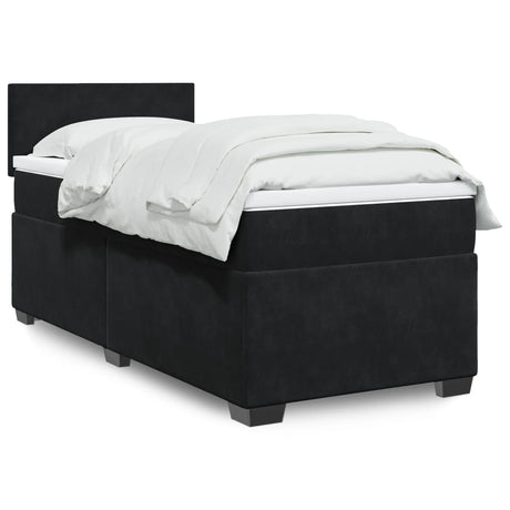 Box Spring Bed With Mattress Dark Velvet
