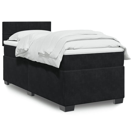 Box Spring Bed With Mattress Dark Velvet