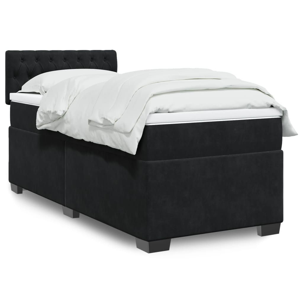 Box Spring Bed With Mattress Dark Velvet
