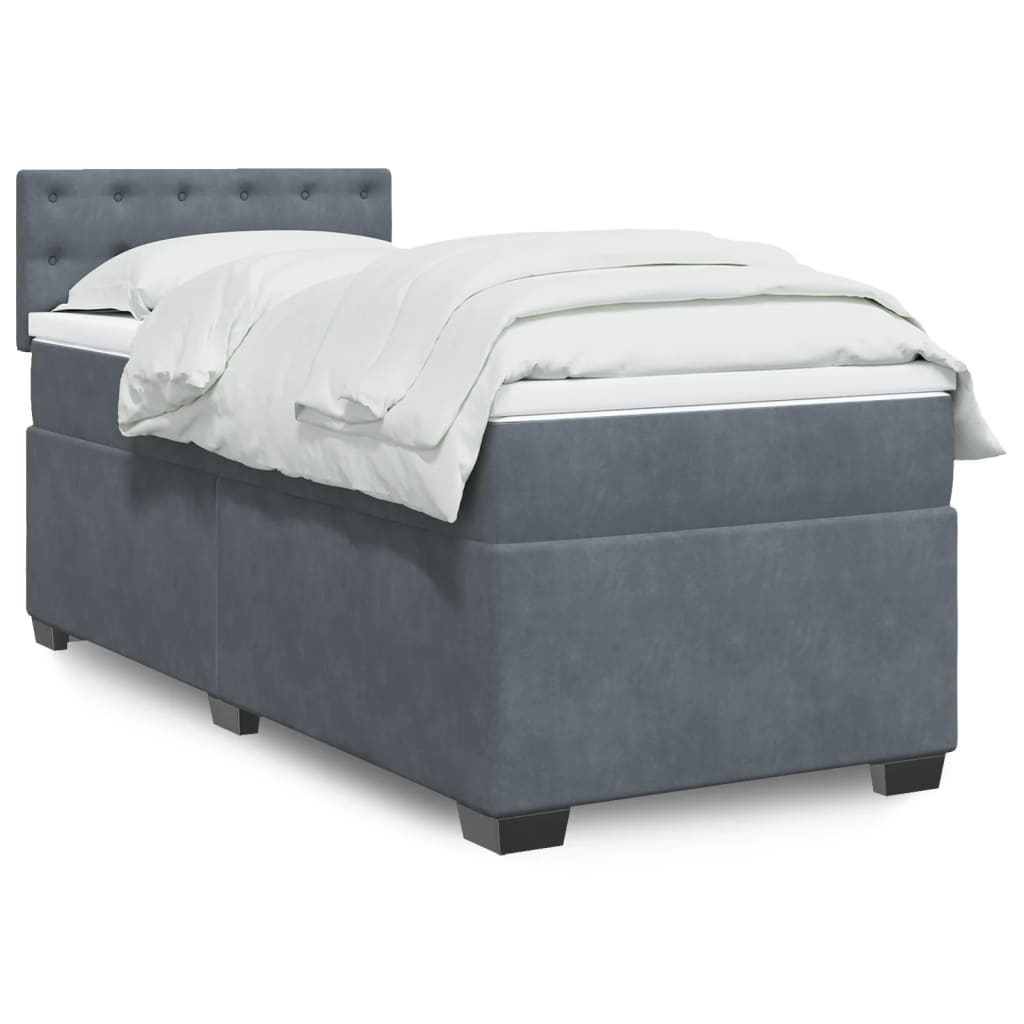 Box Spring Bed With Mattress Dark Velvet