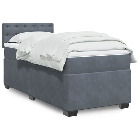 Box Spring Bed With Mattress Dark Velvet
