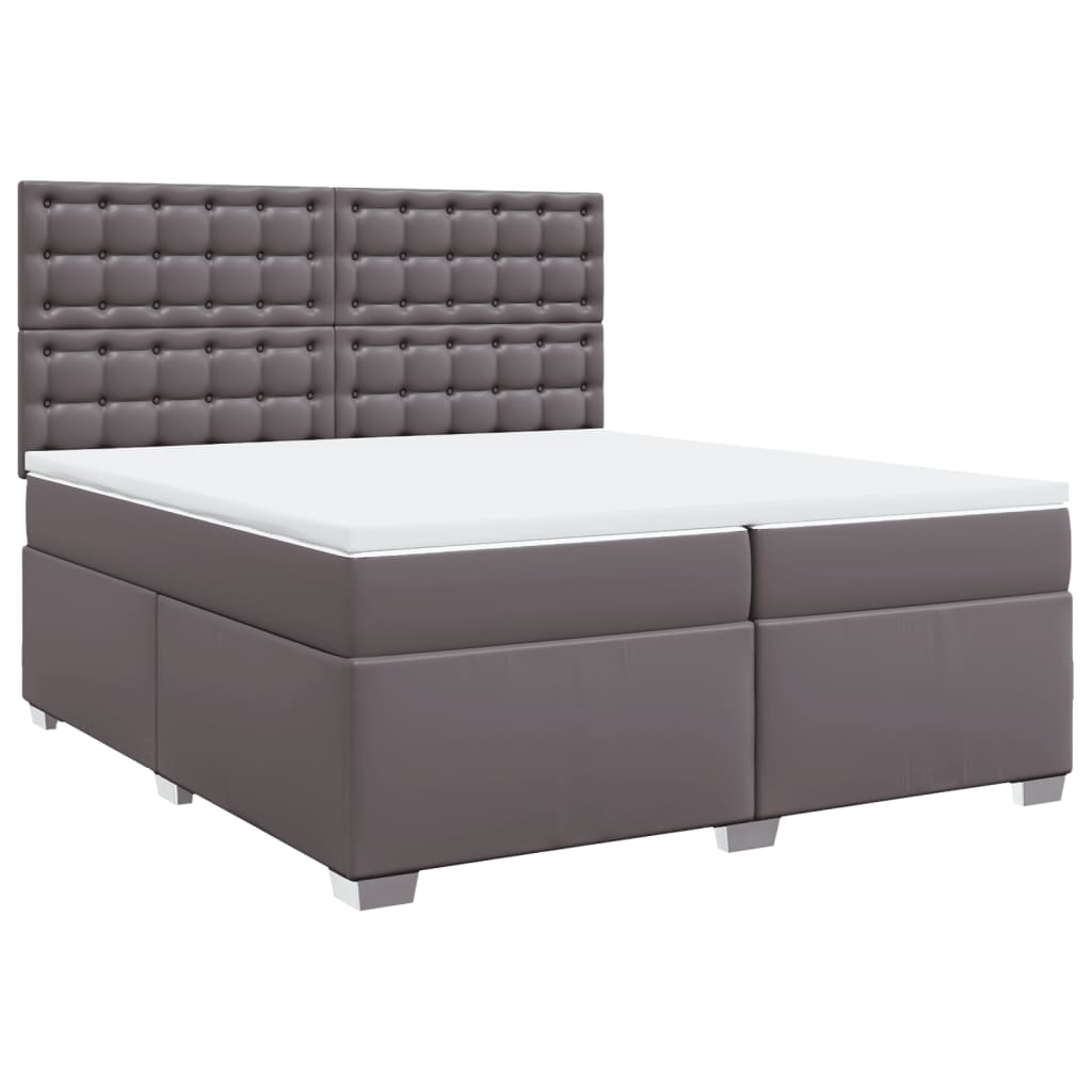 Box Spring Bed With Mattress Faux Leather