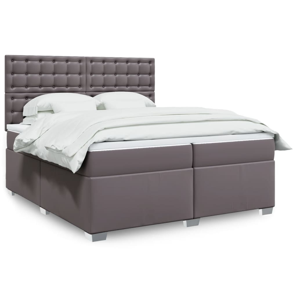 Box Spring Bed With Mattress Faux Leather