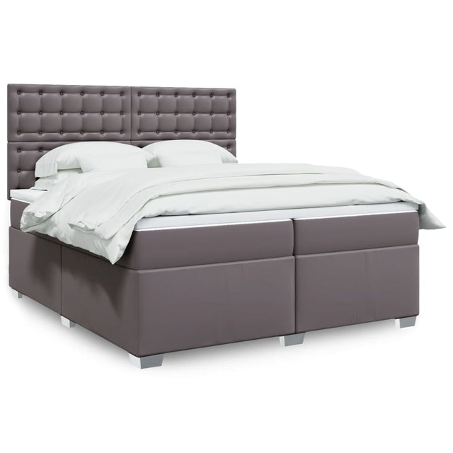 Box Spring Bed With Mattress Faux Leather