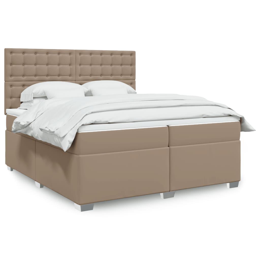 Box Spring Bed With Mattress Faux Leather