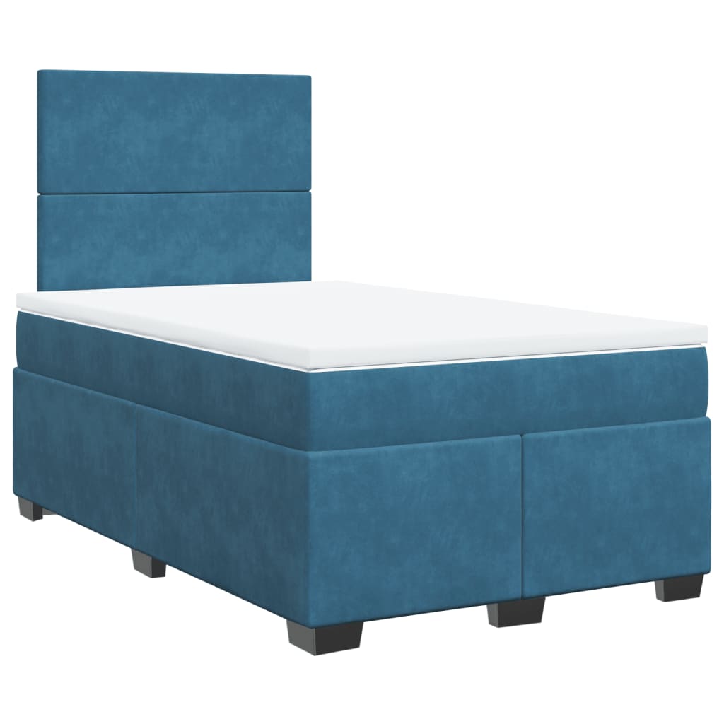 Box Spring Bed With Mattress Blue Velvet