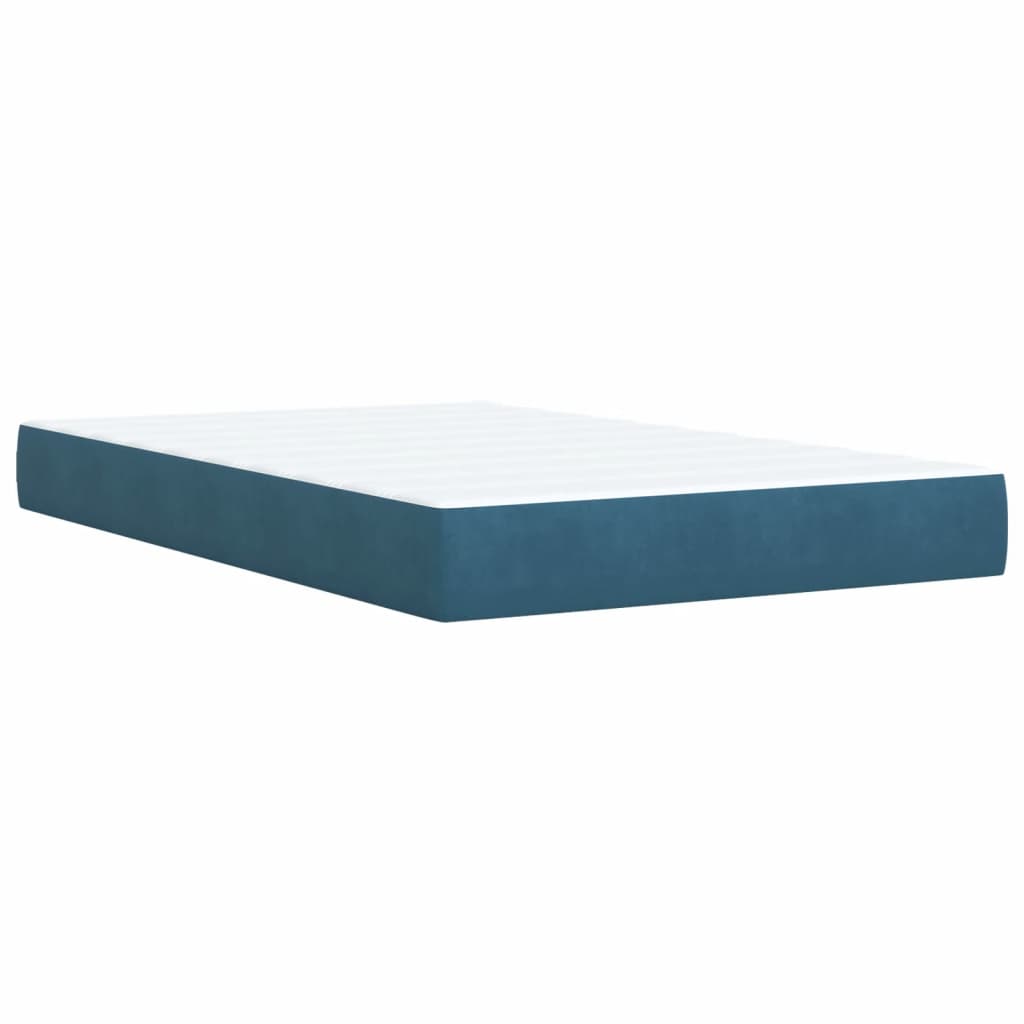 Box Spring Bed With Mattress Blue Velvet