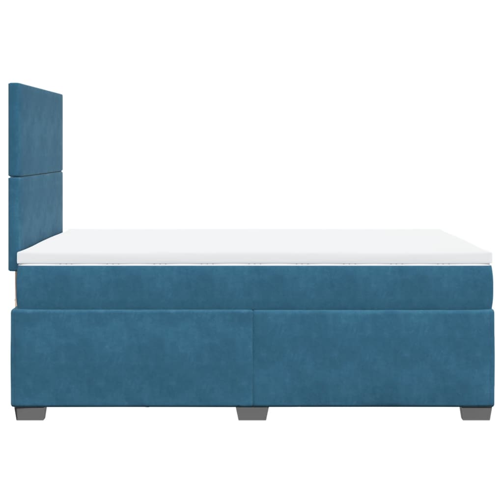 Box Spring Bed With Mattress Blue Velvet