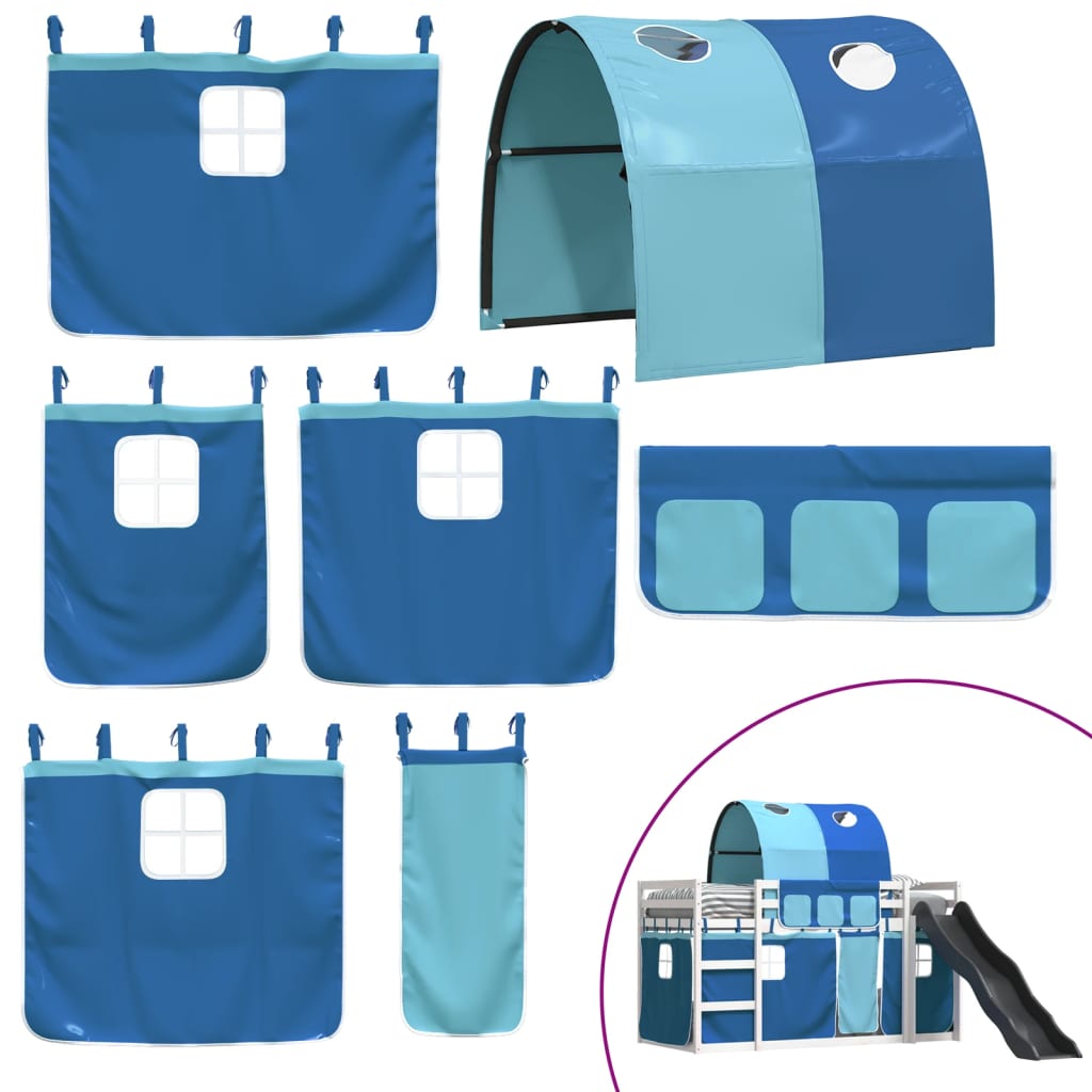 Bunk Bed Without Mattress With Slide And Curtains Blue