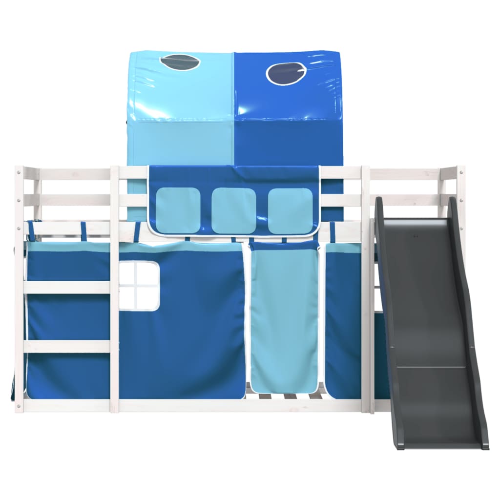 Bunk Bed Without Mattress With Slide And Curtains Blue