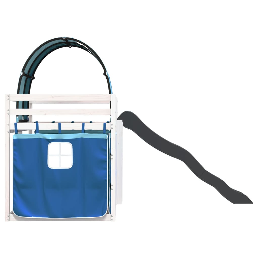 Bunk Bed Without Mattress With Slide And Curtains Blue