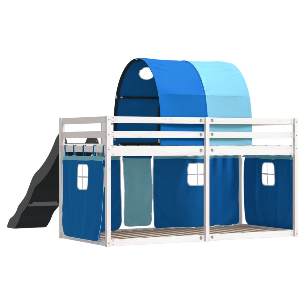 Bunk Bed Without Mattress With Slide And Curtains Blue