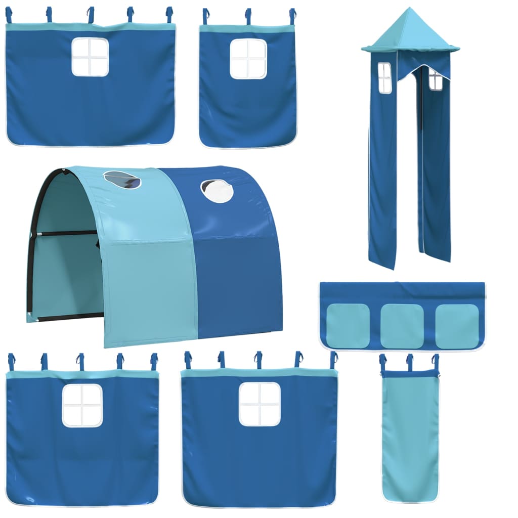 Bunk Bed Without Mattress With Slide And Curtains Blue