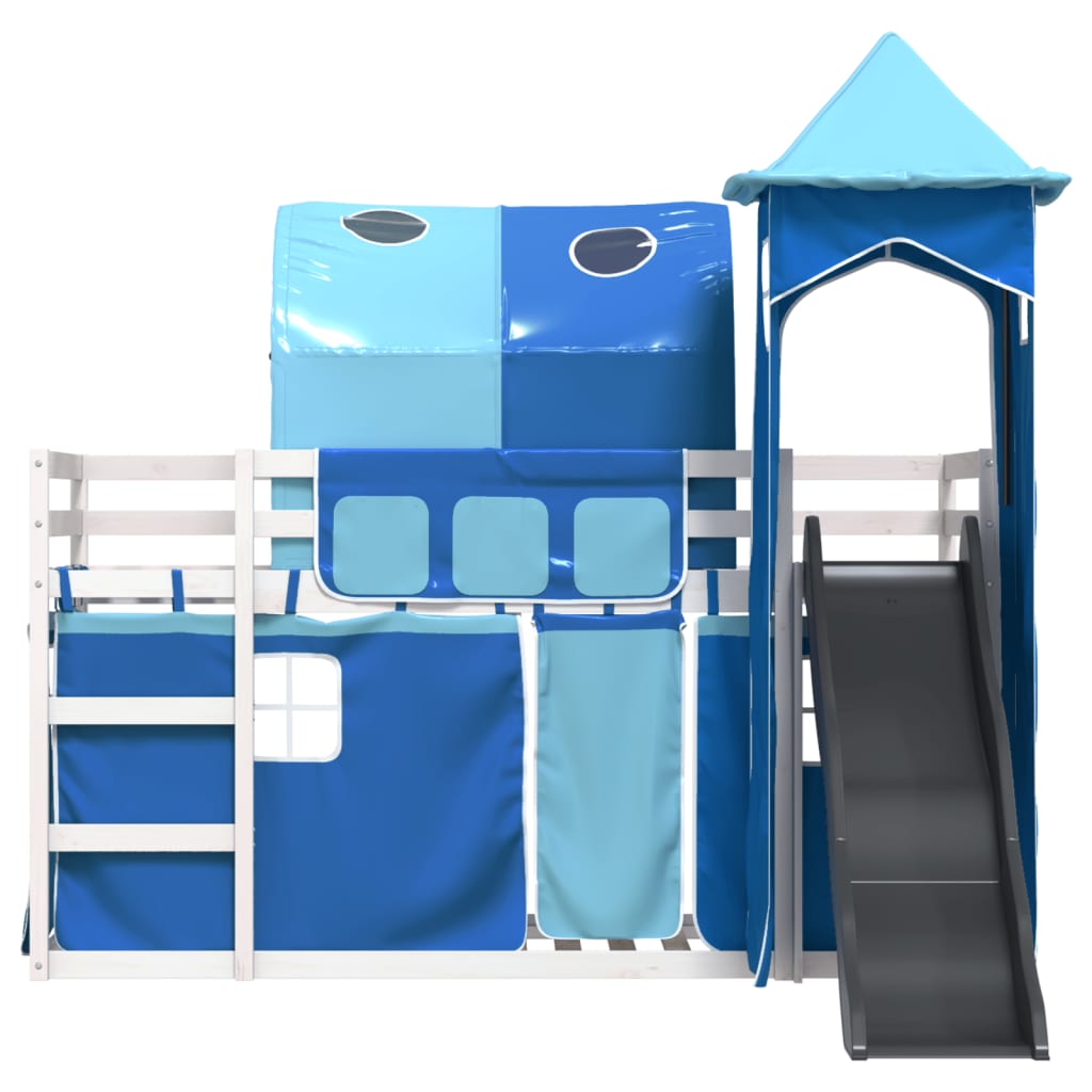 Bunk Bed Without Mattress With Slide And Curtains Blue