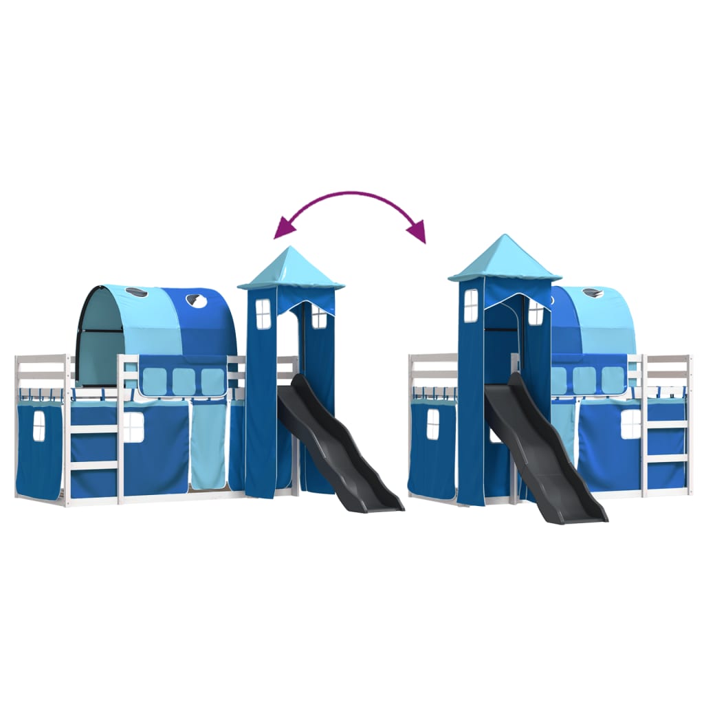 Bunk Bed Without Mattress With Slide And Curtains Blue