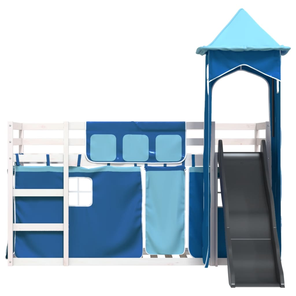 Bunk Bed Without Mattress With Slide And Curtains Blue
