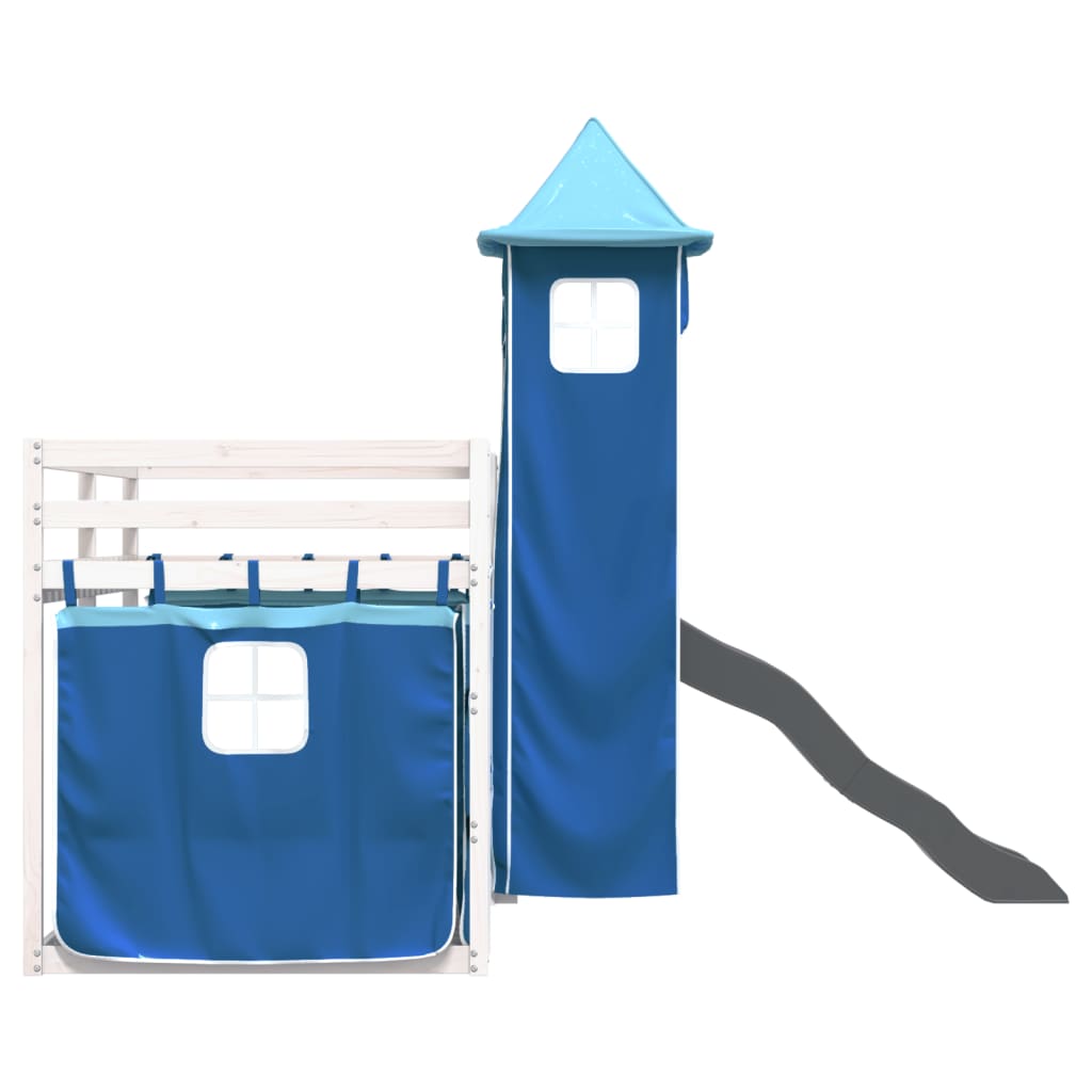 Bunk Bed Without Mattress With Slide And Curtains Blue