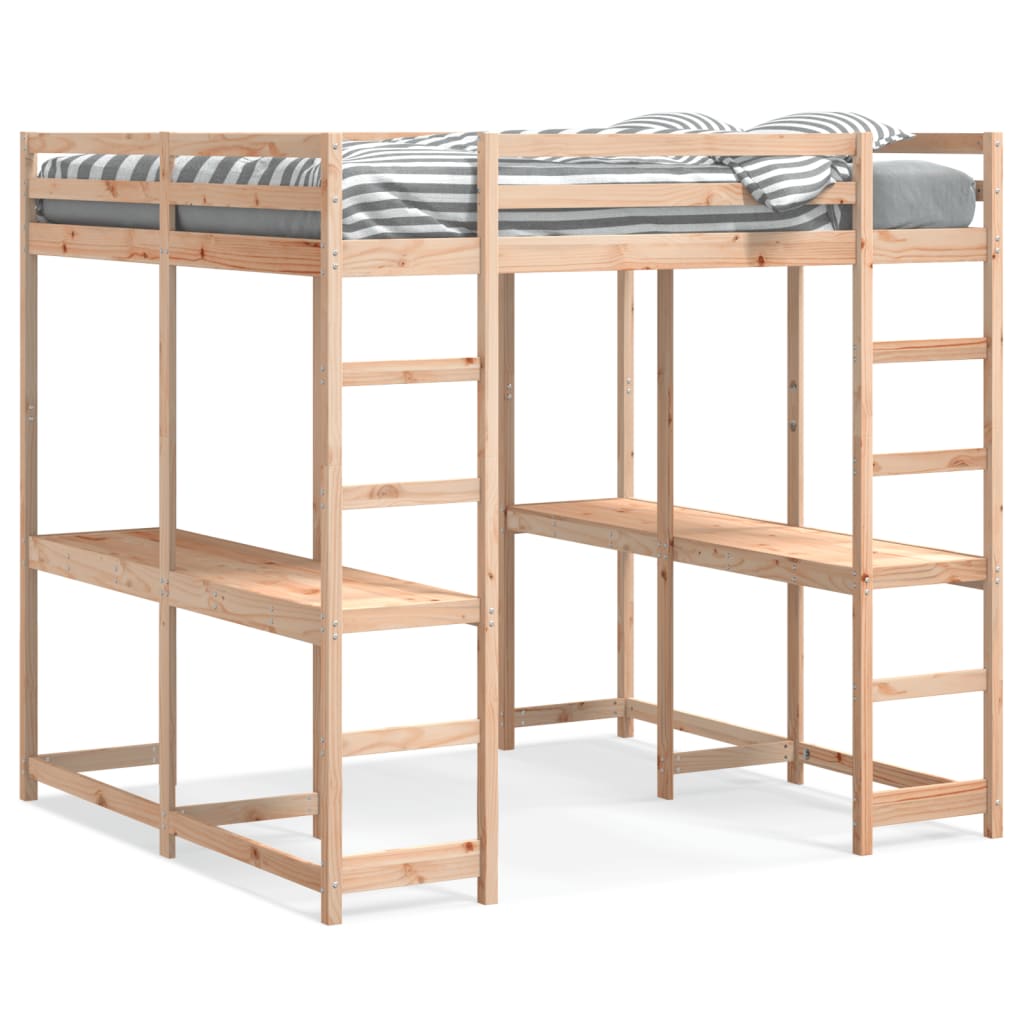 Loft Bed With Desk And Ladder Super King Solid Wood Pine
