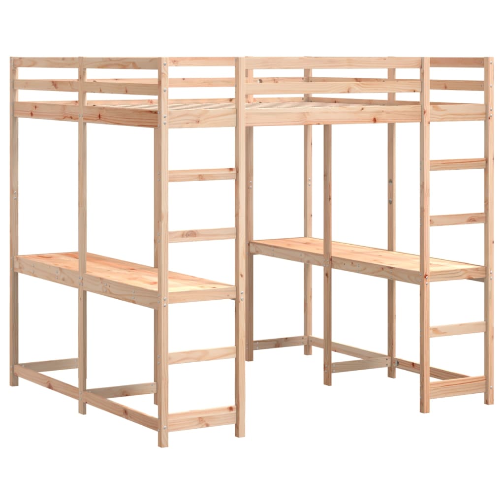 Loft Bed With Desk And Ladder Super King Solid Wood Pine
