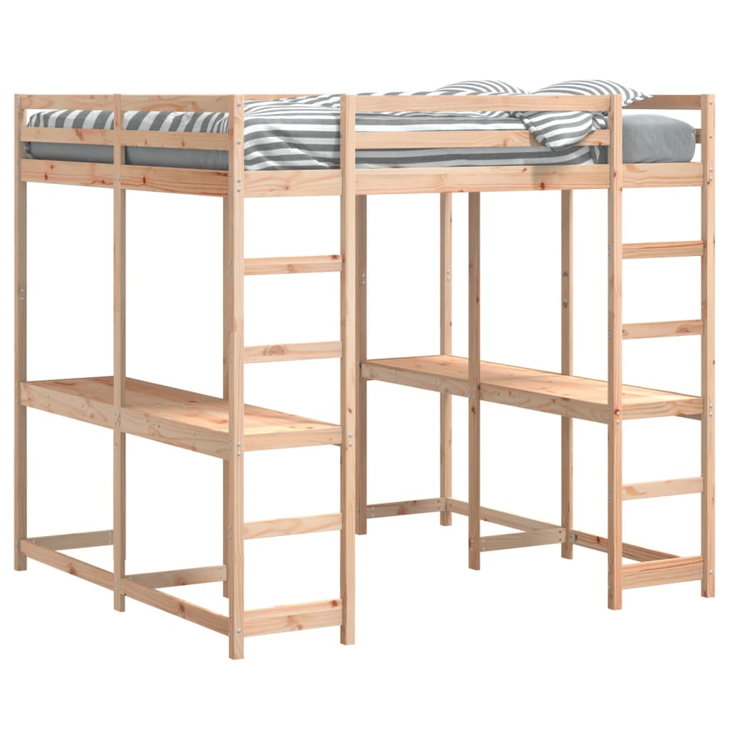Loft Bed With Desk And Ladder Super King Solid Wood Pine