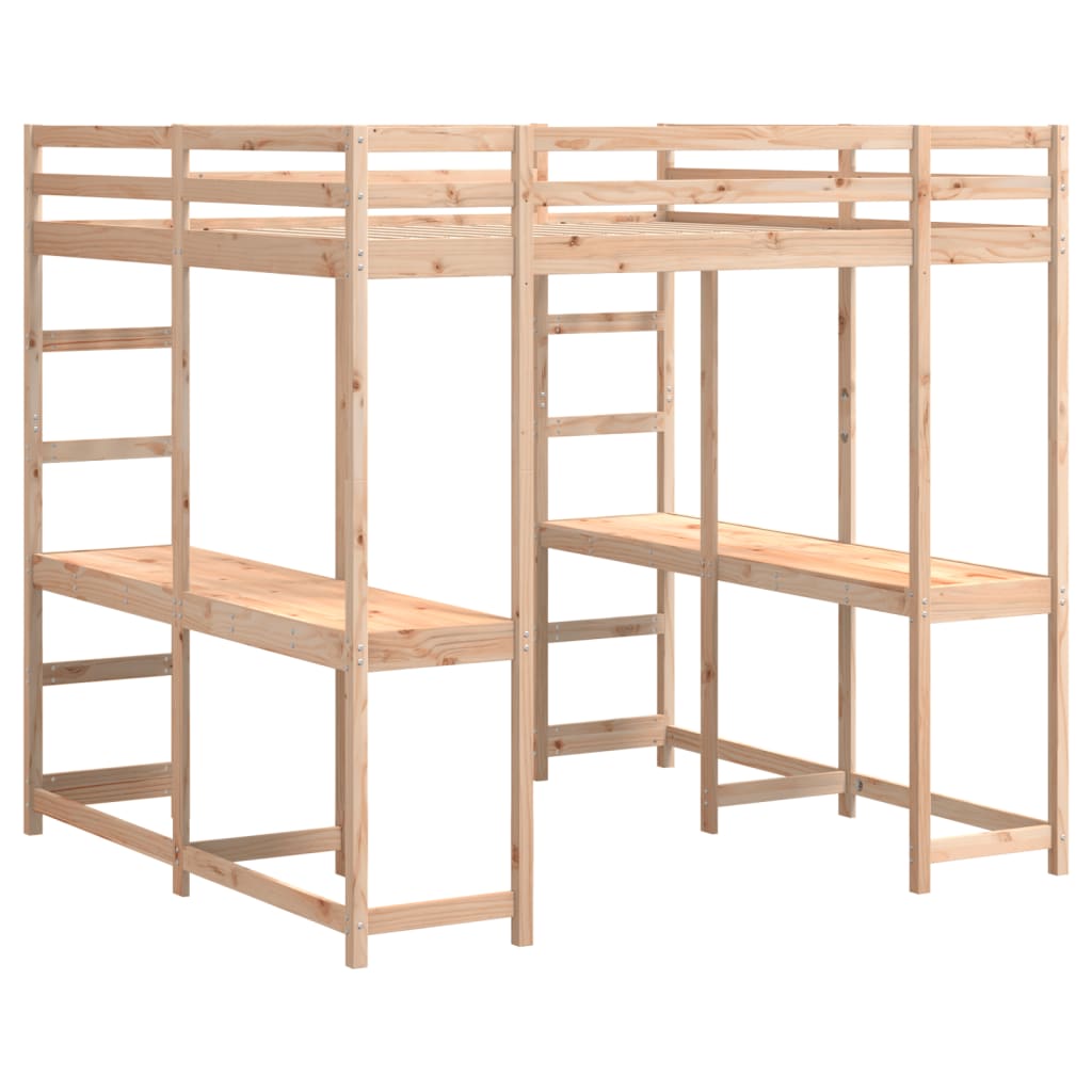 Loft Bed With Desk And Ladder Super King Solid Wood Pine