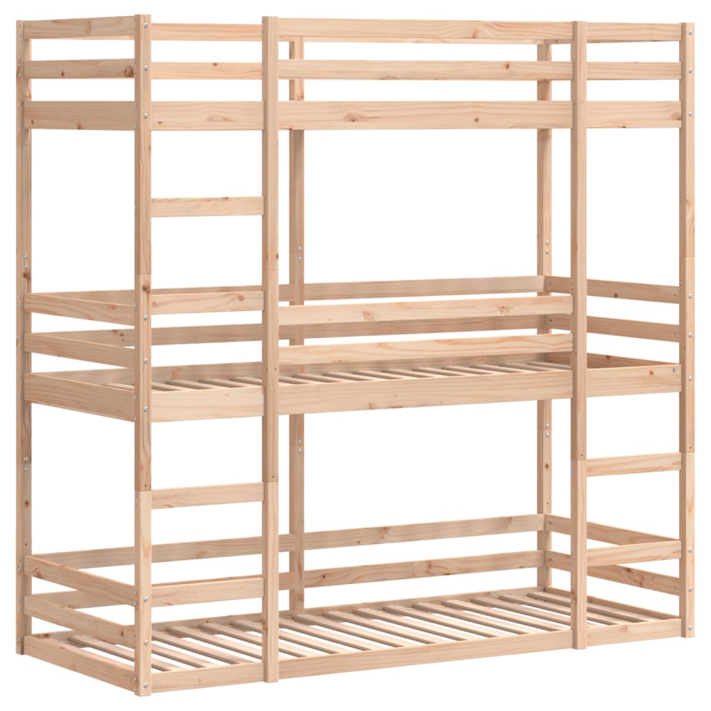 Triple Bunk Bed Without Mattress Solid Wood Pine