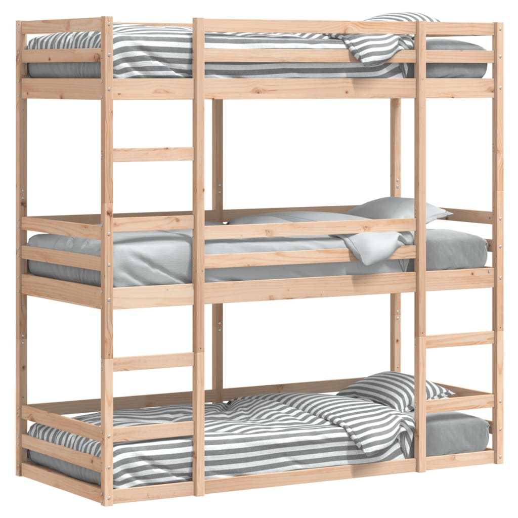 Triple Bunk Bed Without Mattress Solid Wood Pine