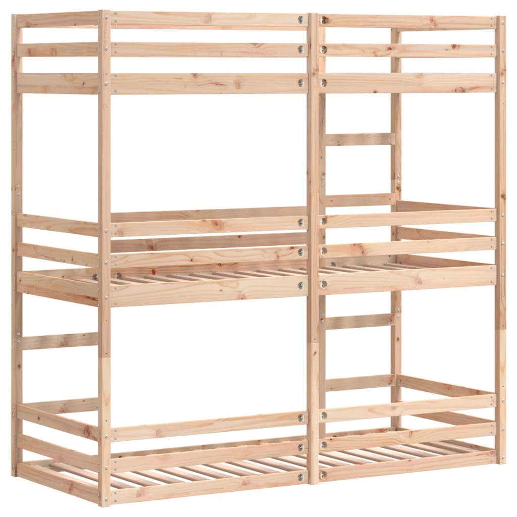 Triple Bunk Bed Without Mattress Solid Wood Pine