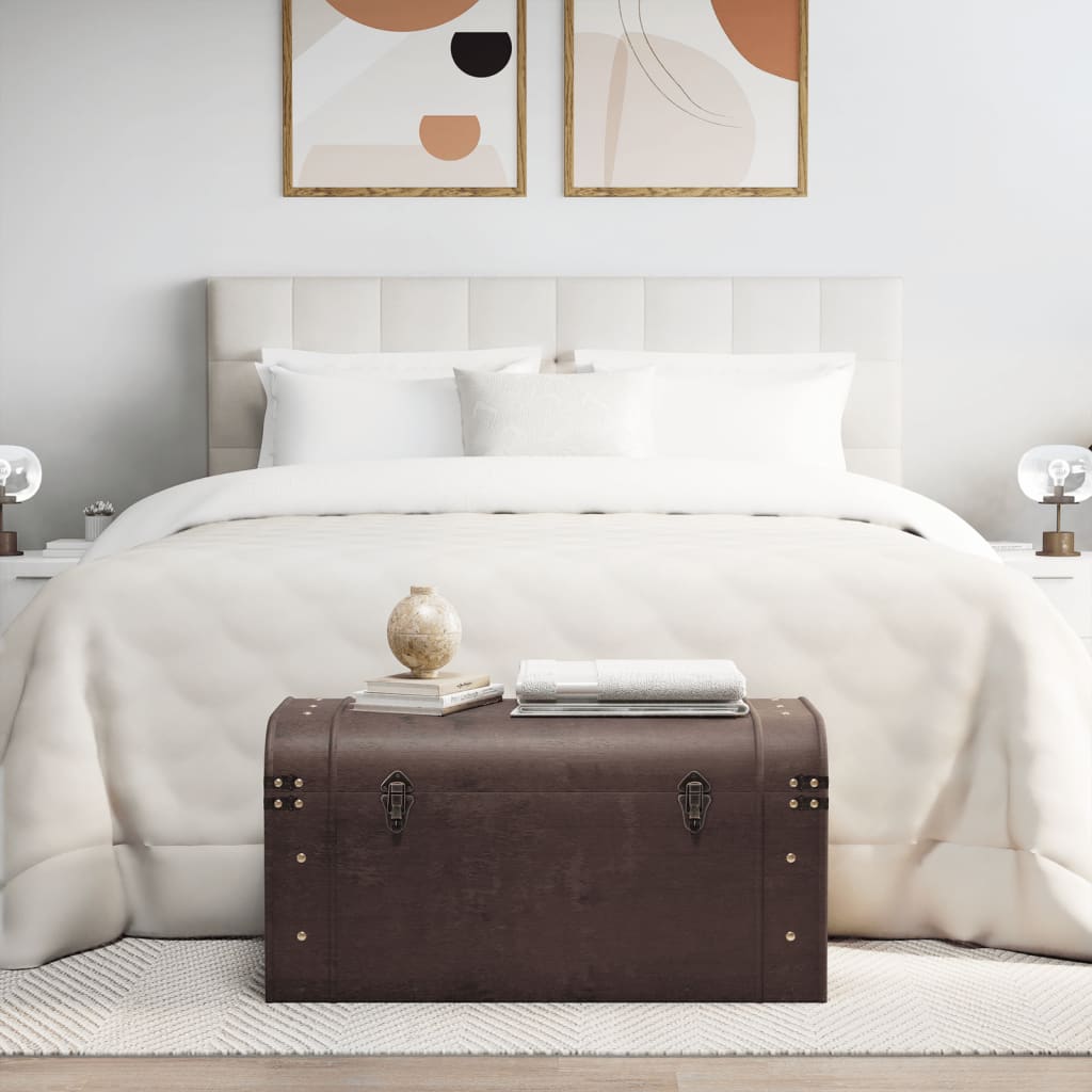 Treasure Chest With Latches Dark Brown Plywood