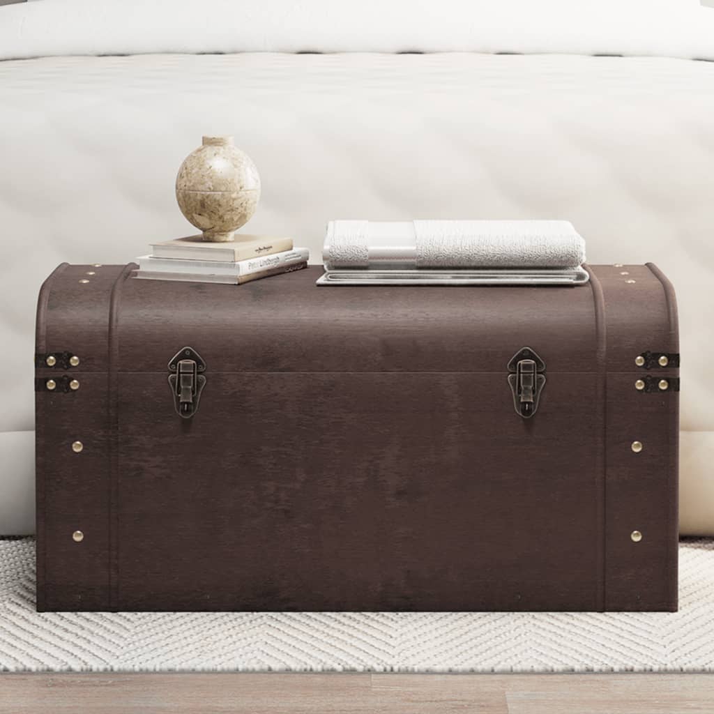 Treasure Chest With Latches Dark Brown Plywood