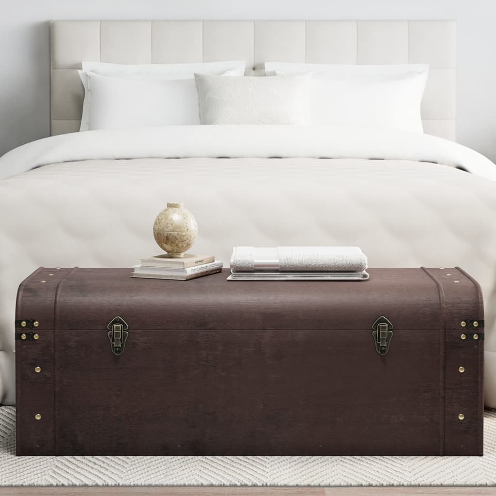 Treasure Chest With Latches Dark Brown Plywood