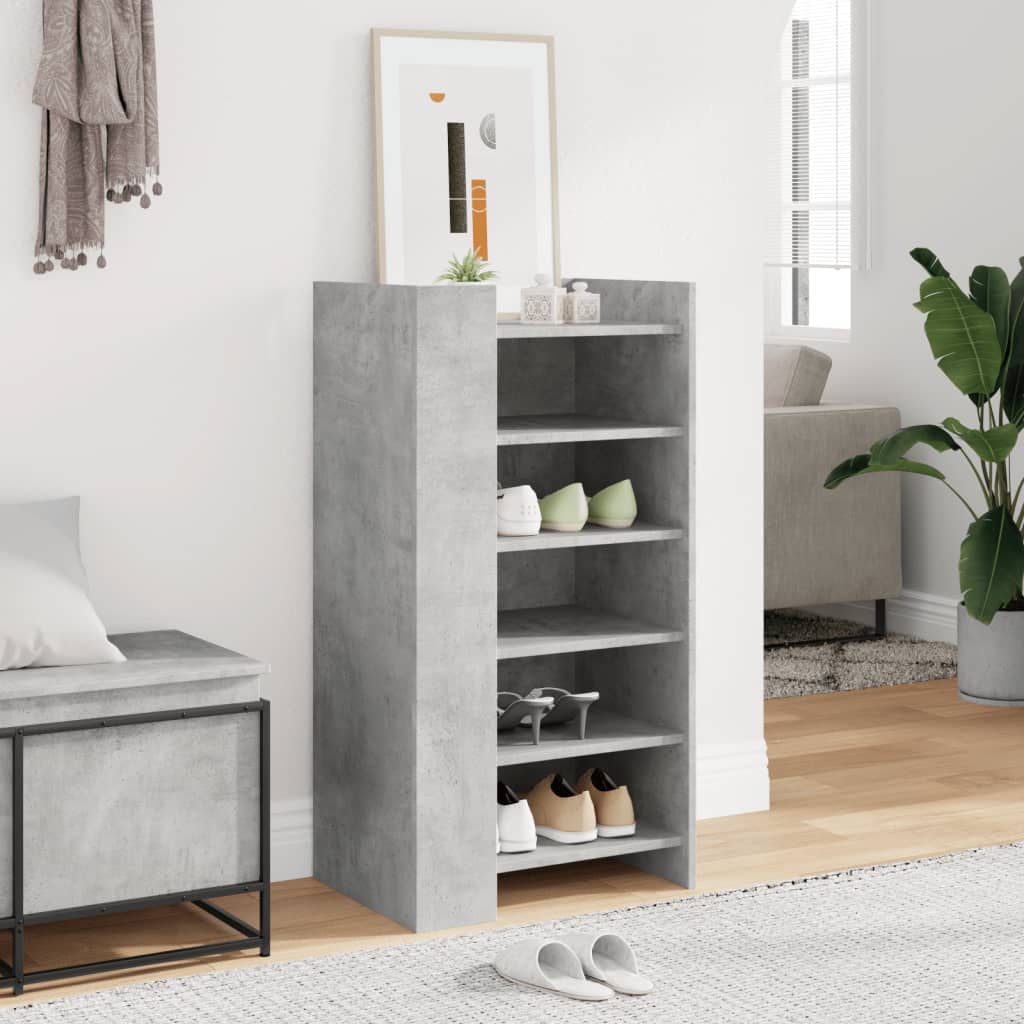 Shoe Cabinet Concrete 52X37.5X100 Cm Engineered Wood