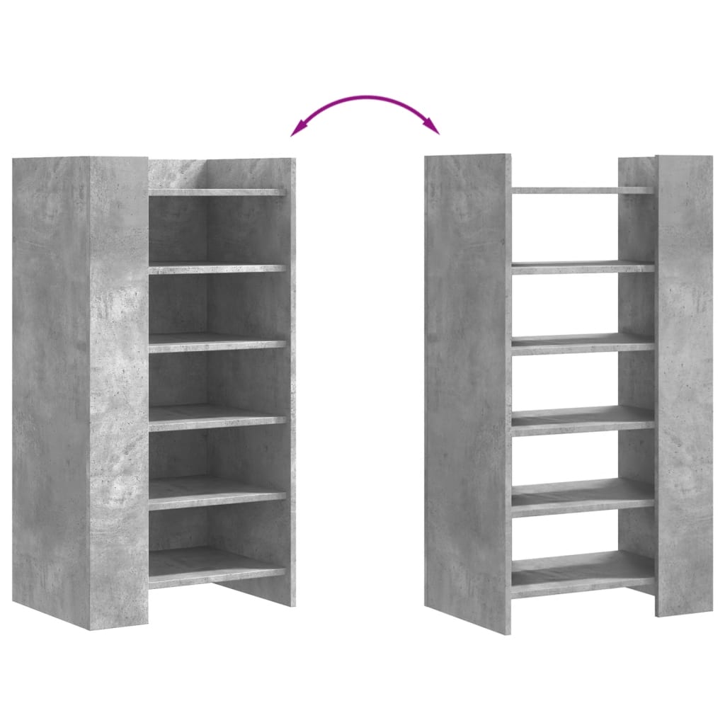 Shoe Cabinet Concrete 52X37.5X100 Cm Engineered Wood