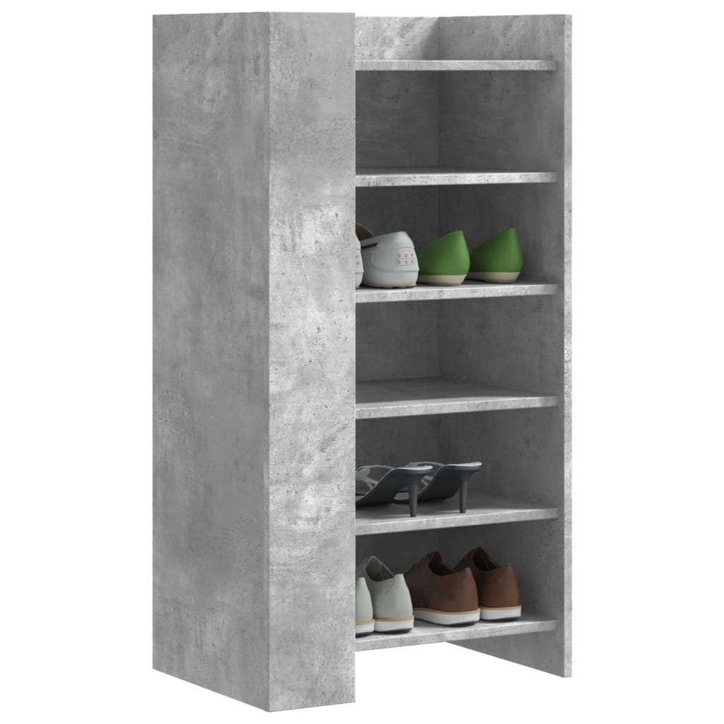 Shoe Cabinet Concrete 52X37.5X100 Cm Engineered Wood