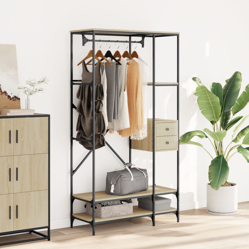 Clothes Rack With Shelves Engineered Wood