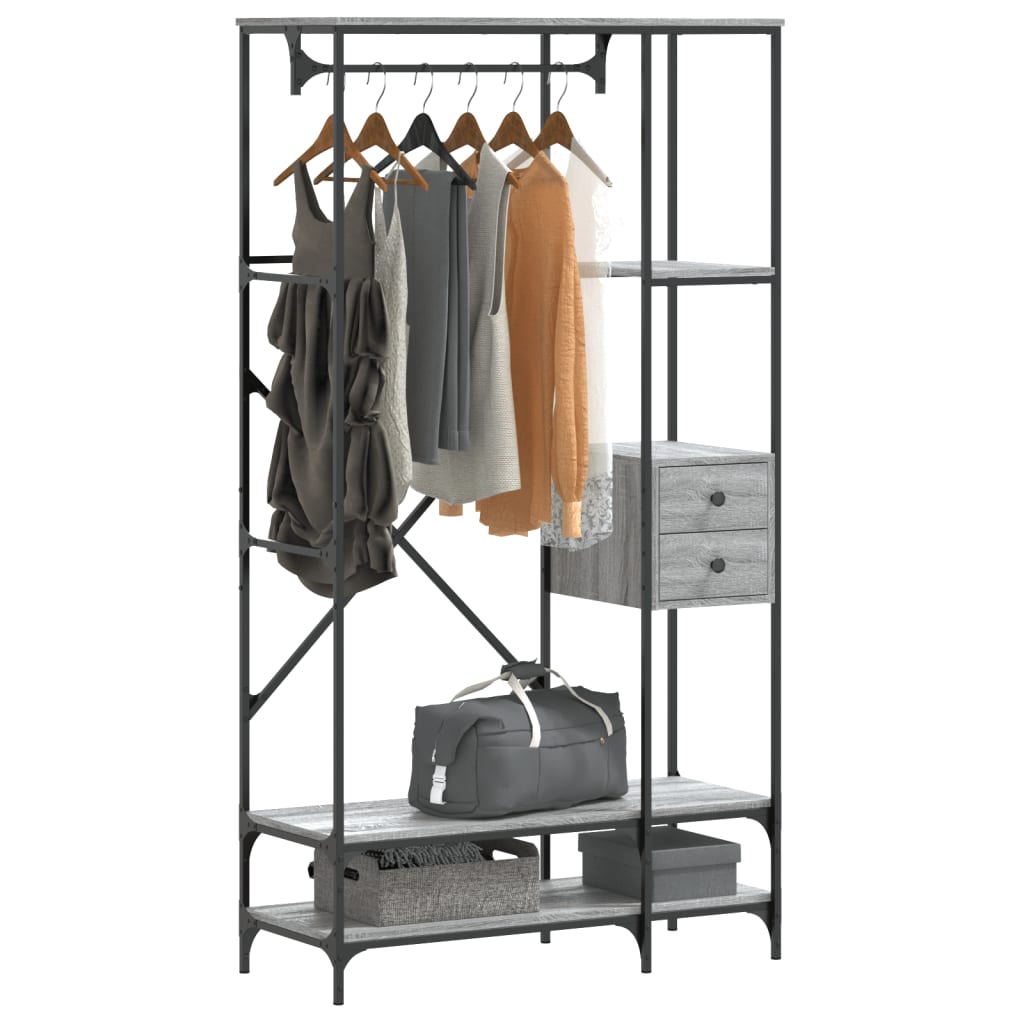 Clothes Rack With Shelves Engineered Wood