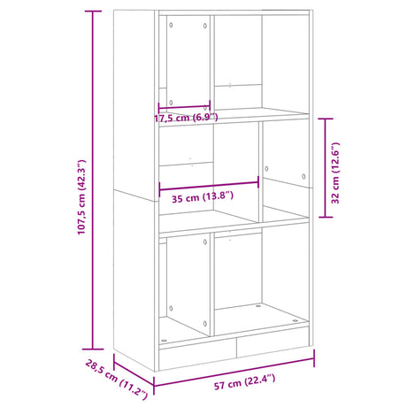Bookcase 57X28.5X Engineered Wood