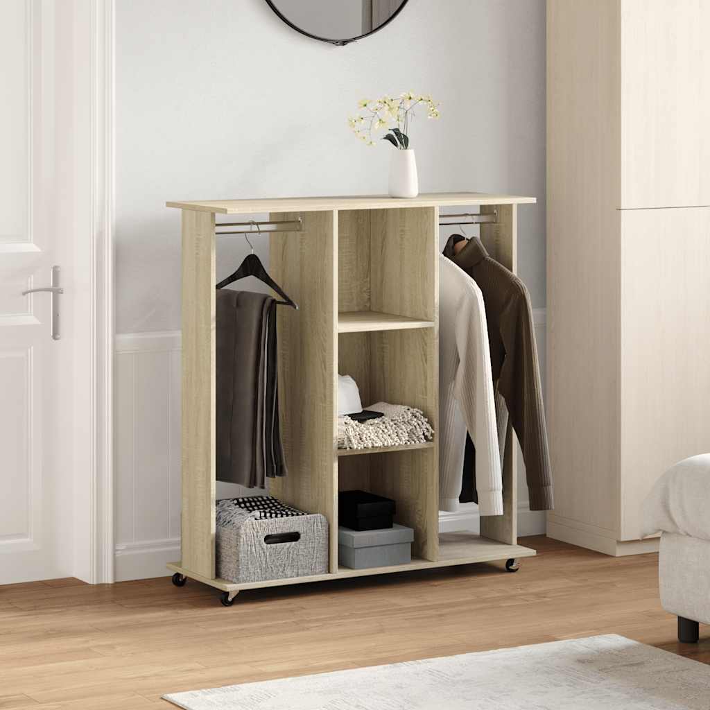 Wardrobe With Wheels 102X38X110 Cm Engineered Wood