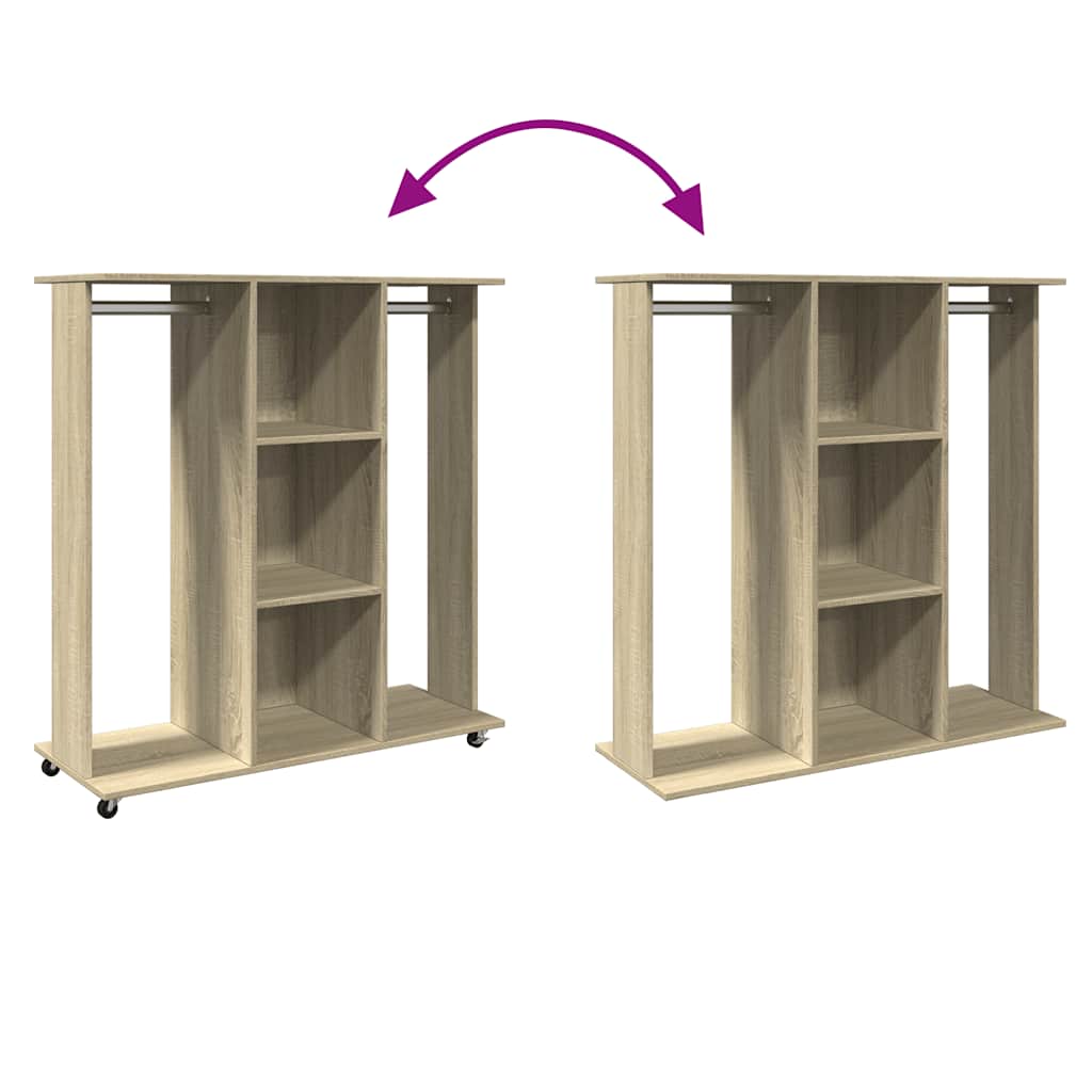 Wardrobe With Wheels 102X38X110 Cm Engineered Wood