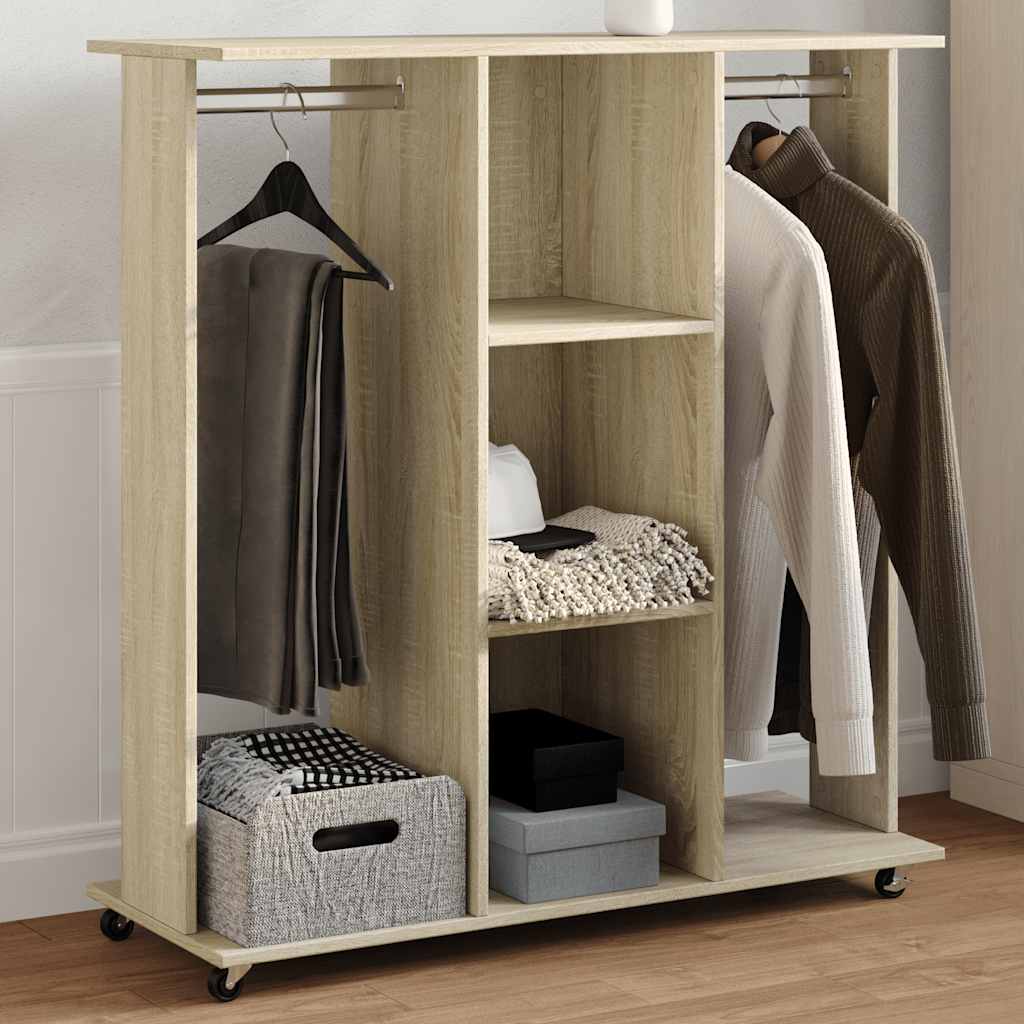 Wardrobe With Wheels 102X38X110 Cm Engineered Wood