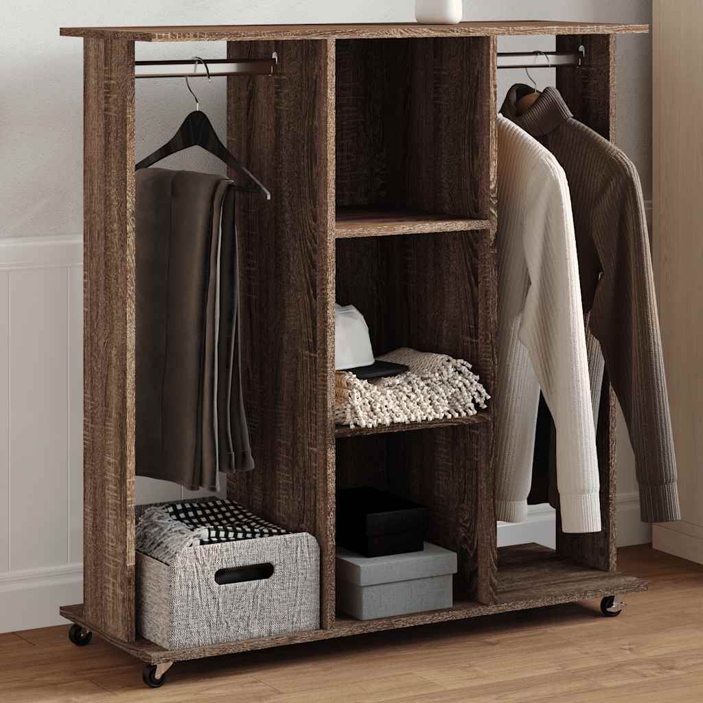 Wardrobe With Wheels 102X38X110 Cm Engineered Wood