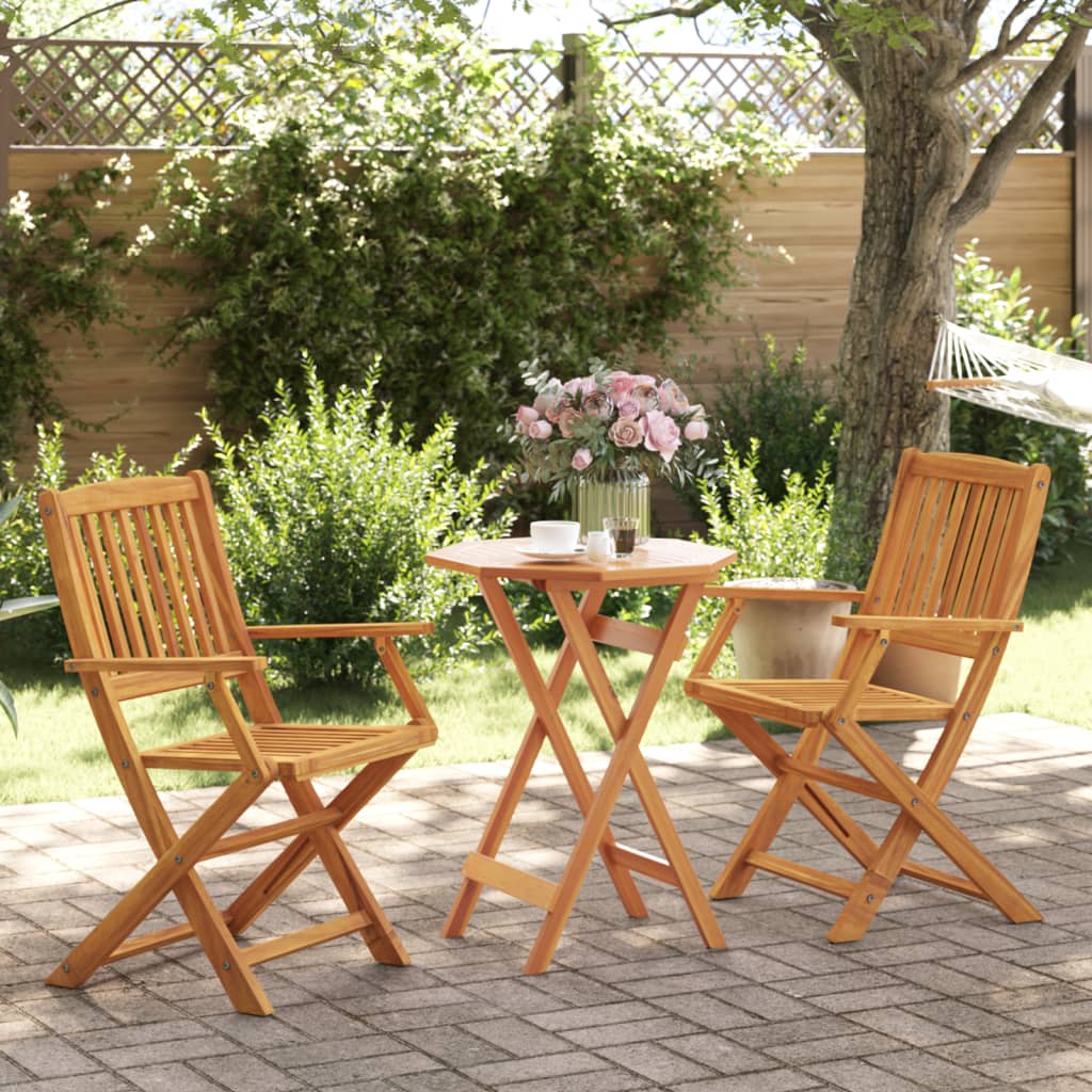 3 Piece Folding Bistro Set Solid Acacia Wood 60 Cm