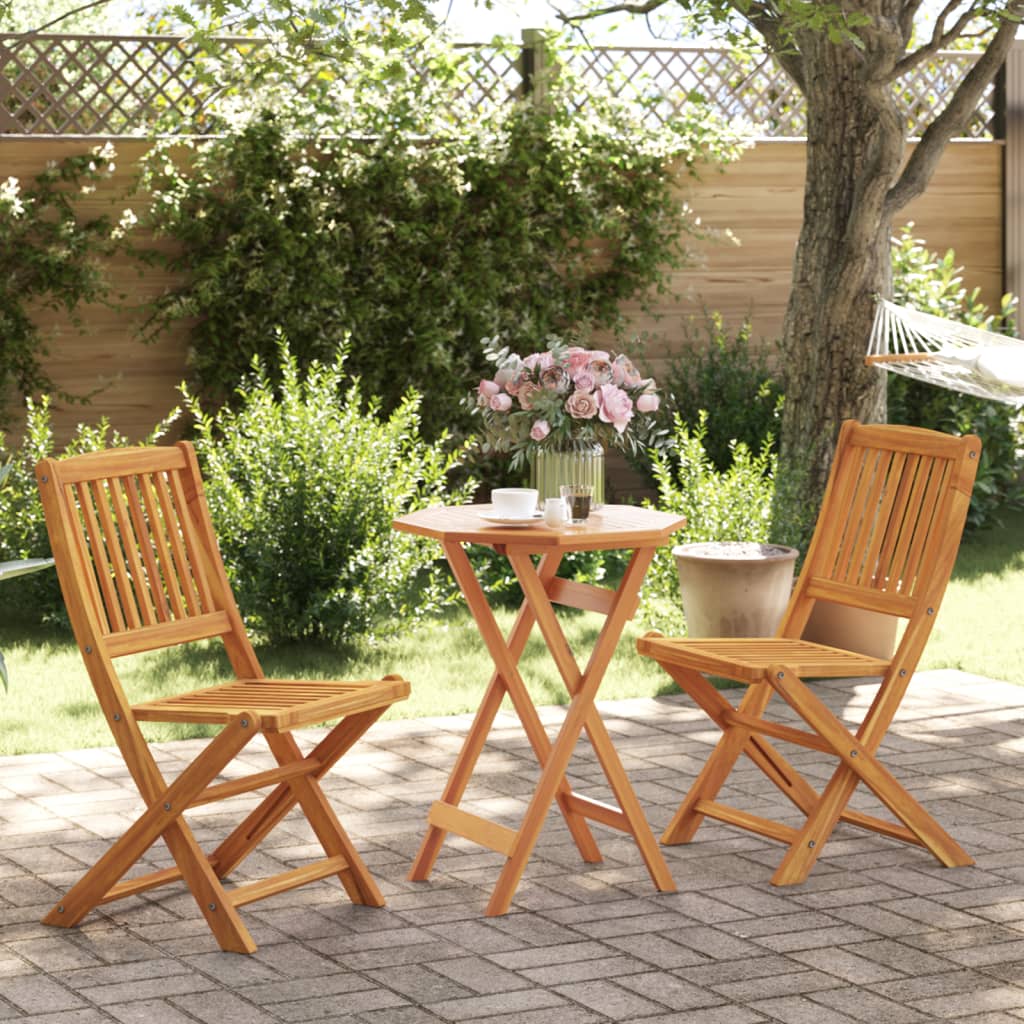 3 Piece Folding Bistro Set Solid Acacia Wood 60 Cm