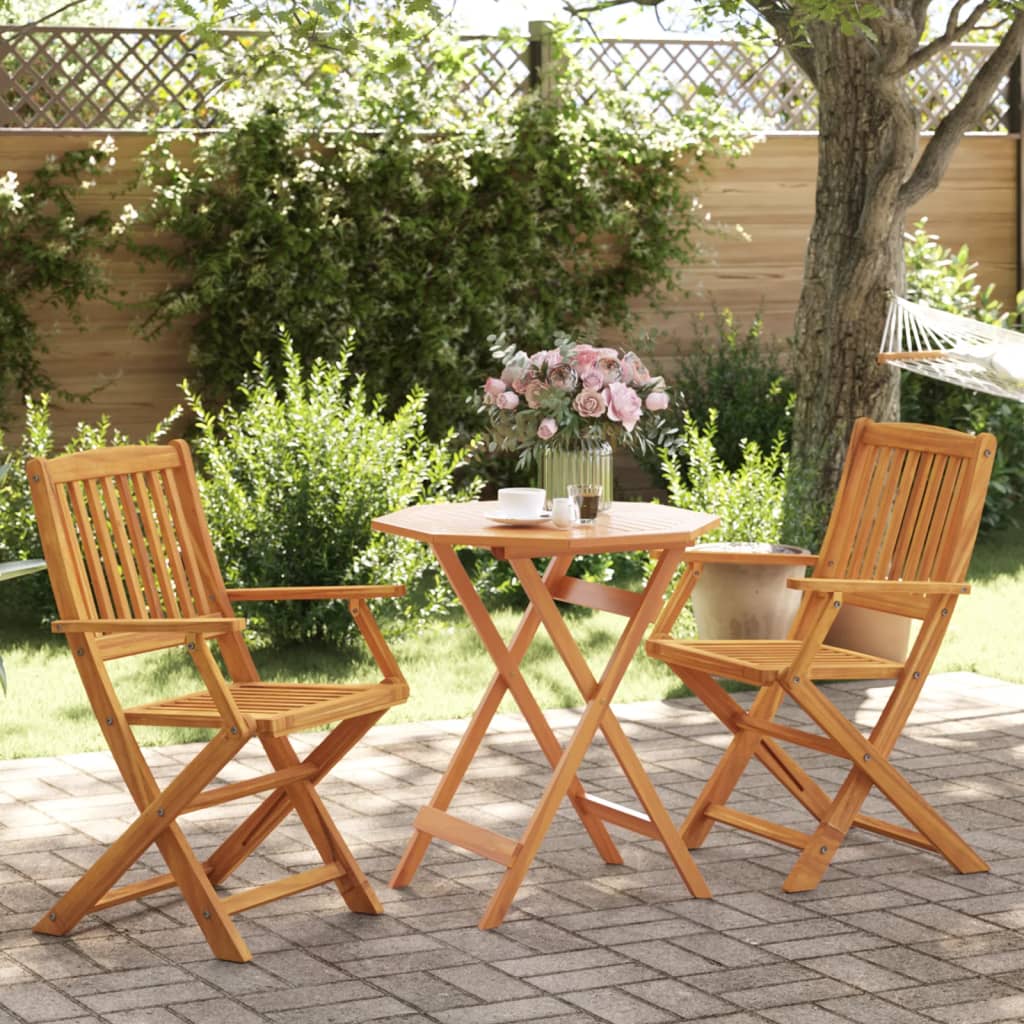 3 Piece Folding Garden Dining Set Solid Acacia Wood 70 Cm