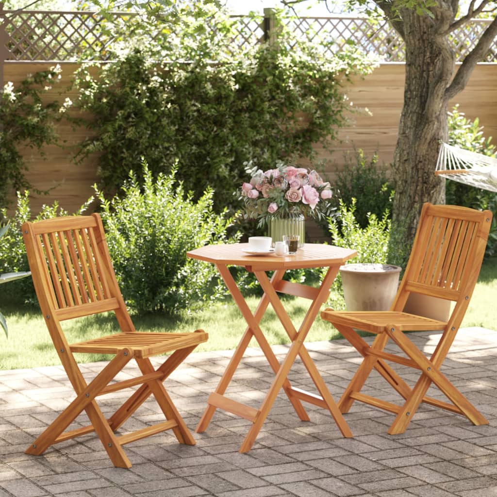 3 Piece Folding Garden Dining Set Solid Acacia Wood 70 Cm