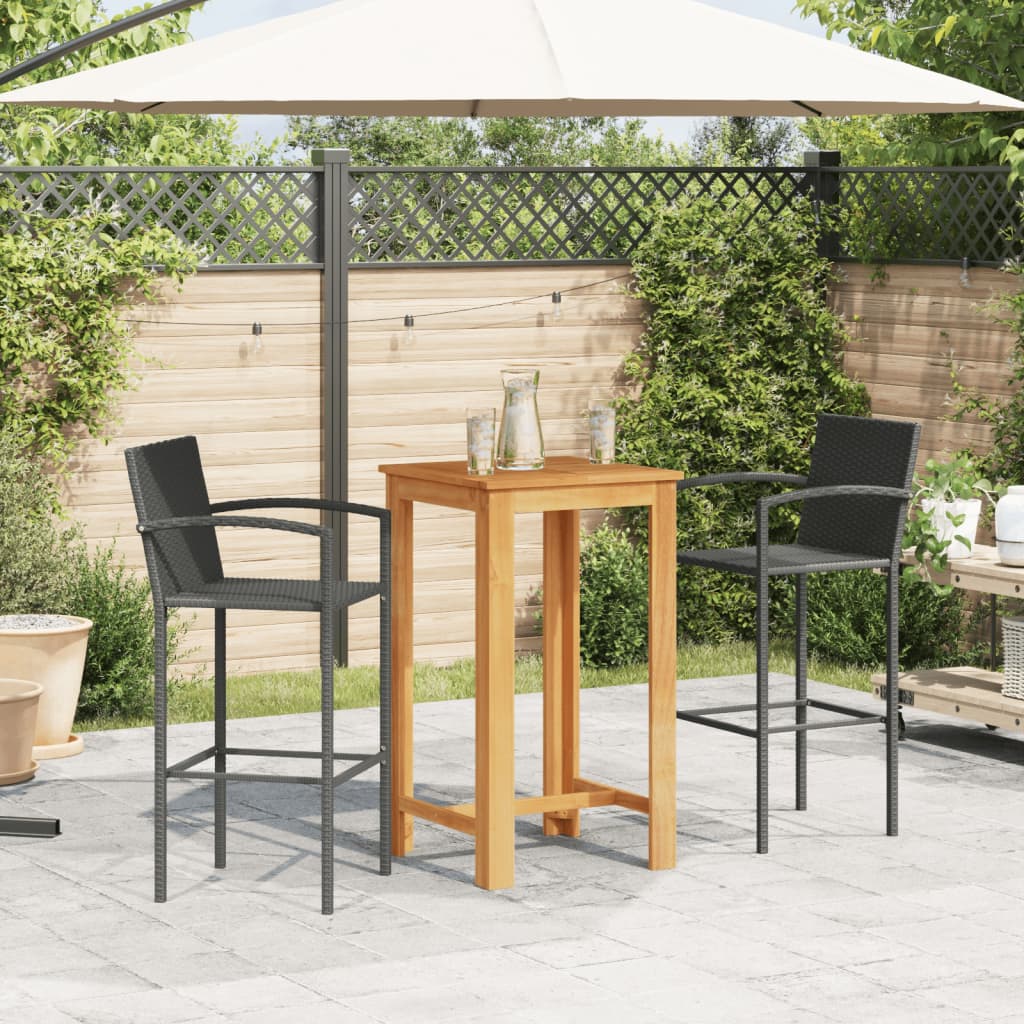 3 Piece Garden Bar Set Solid Wood Acacia And Poly Rattan