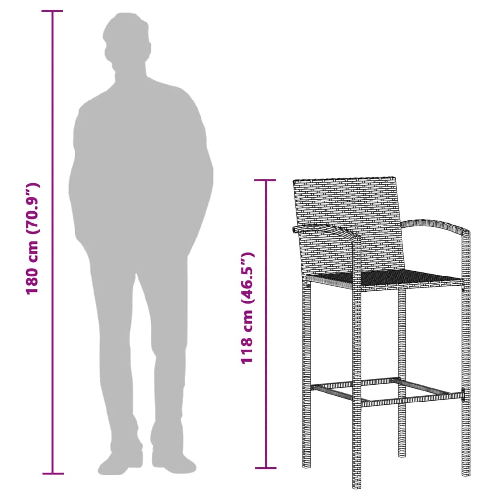 3 Piece Garden Bar Set Solid Wood Acacia And Poly Rattan